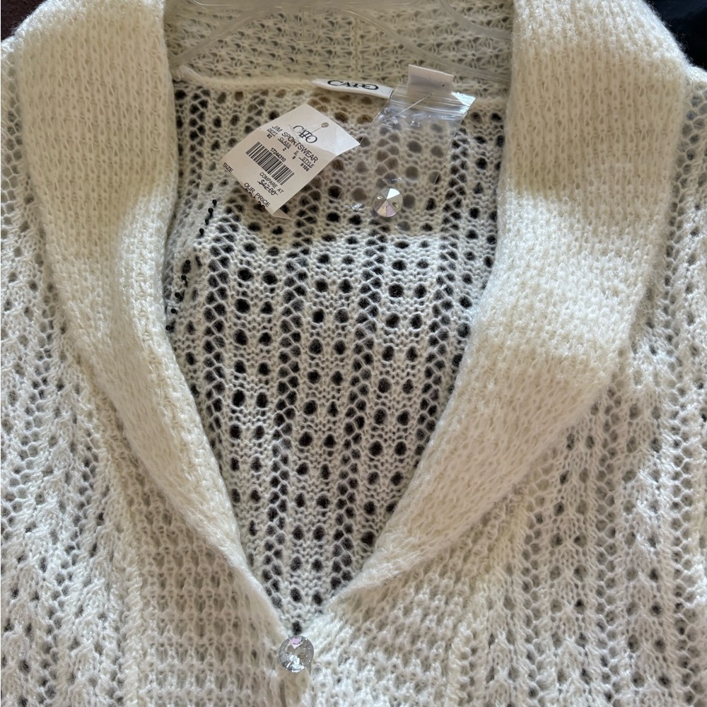 Cato Cream Button-Up Cardigan - Picture 4 of 8